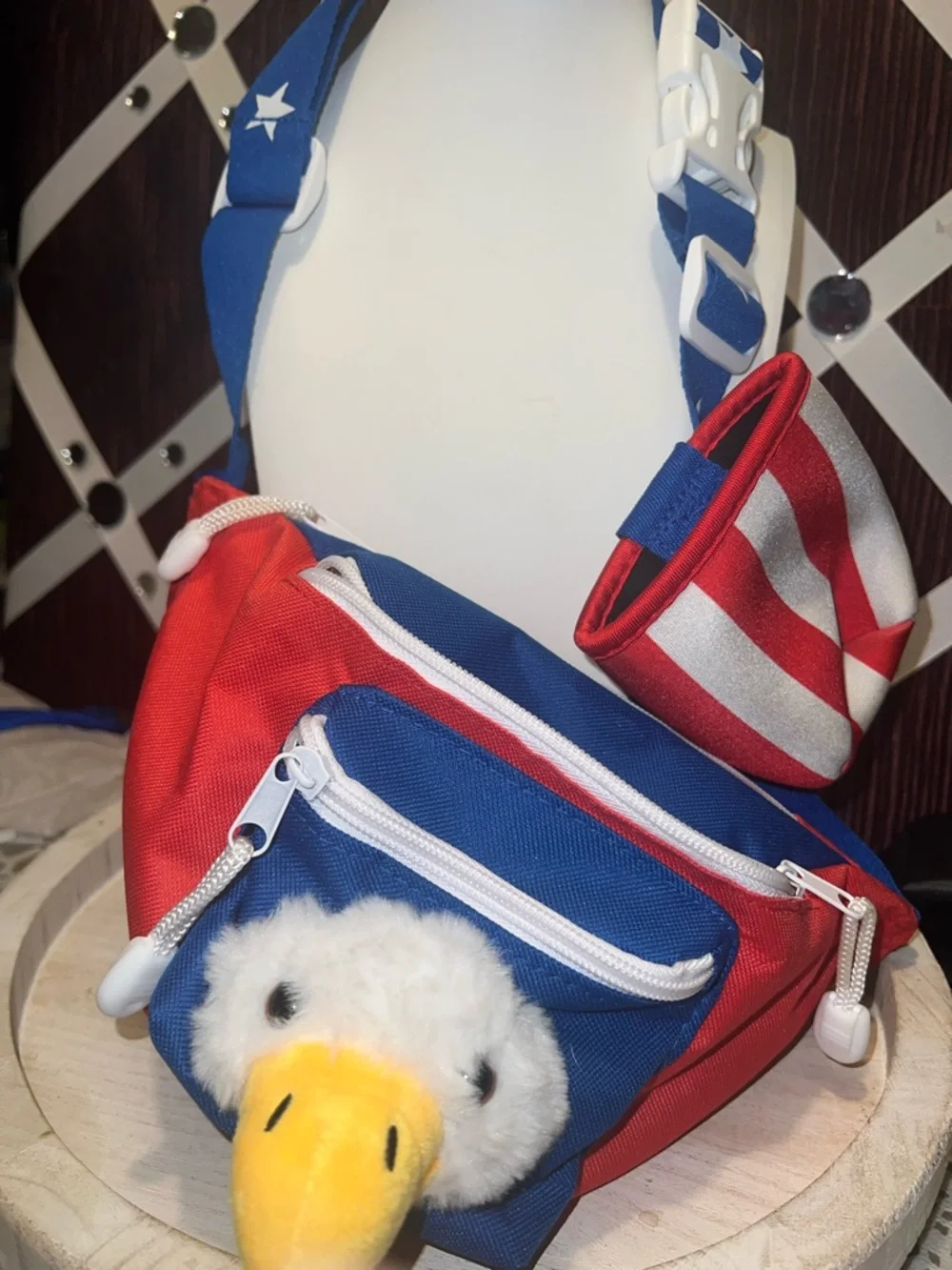 Kids Plush Duck Fanny Pack - Red & Blue